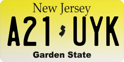 NJ license plate A21UYK