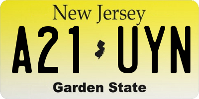 NJ license plate A21UYN