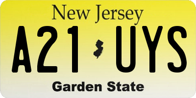 NJ license plate A21UYS