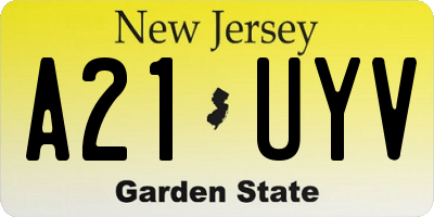NJ license plate A21UYV