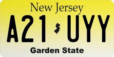 NJ license plate A21UYY
