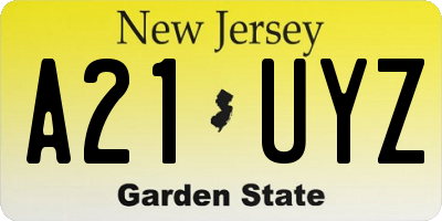 NJ license plate A21UYZ