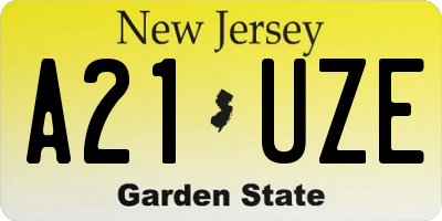 NJ license plate A21UZE