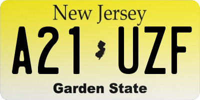 NJ license plate A21UZF