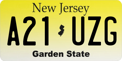 NJ license plate A21UZG