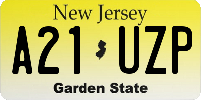 NJ license plate A21UZP