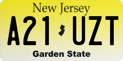 NJ license plate A21UZT