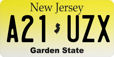 NJ license plate A21UZX