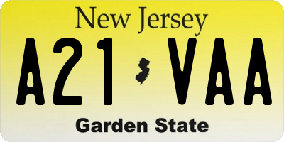 NJ license plate A21VAA