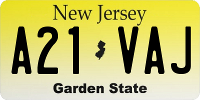 NJ license plate A21VAJ