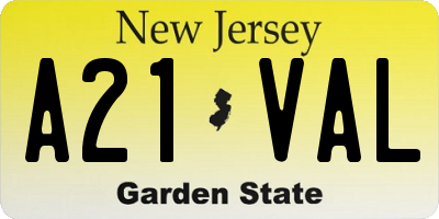 NJ license plate A21VAL