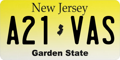 NJ license plate A21VAS