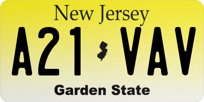 NJ license plate A21VAV