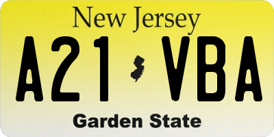 NJ license plate A21VBA