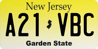 NJ license plate A21VBC