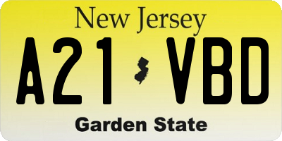 NJ license plate A21VBD