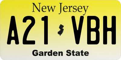 NJ license plate A21VBH