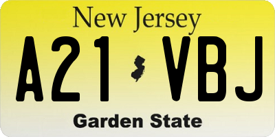 NJ license plate A21VBJ