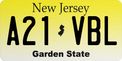 NJ license plate A21VBL