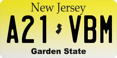 NJ license plate A21VBM