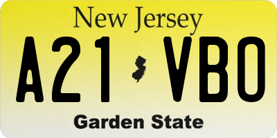 NJ license plate A21VBO