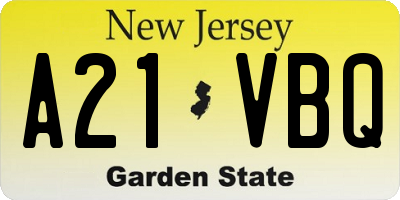 NJ license plate A21VBQ