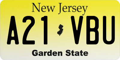 NJ license plate A21VBU