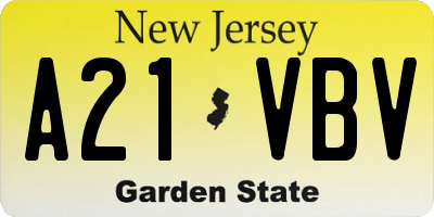NJ license plate A21VBV