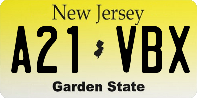 NJ license plate A21VBX