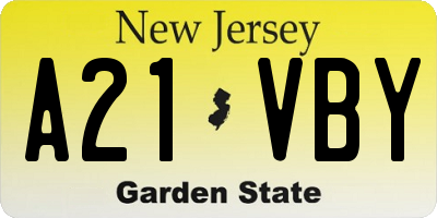 NJ license plate A21VBY