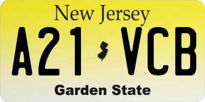NJ license plate A21VCB