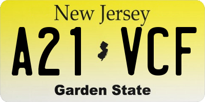 NJ license plate A21VCF