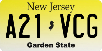 NJ license plate A21VCG
