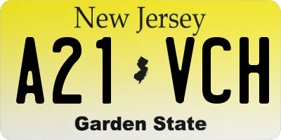 NJ license plate A21VCH