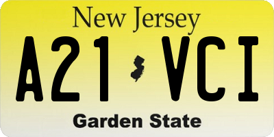 NJ license plate A21VCI