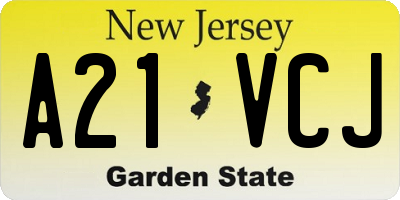 NJ license plate A21VCJ