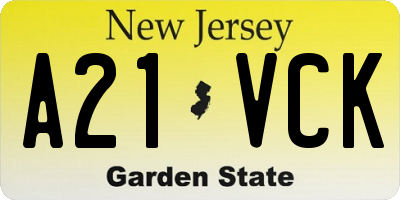 NJ license plate A21VCK