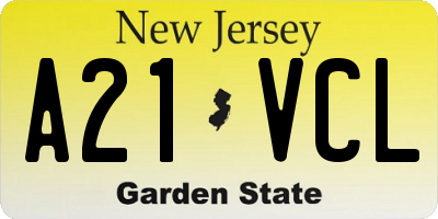 NJ license plate A21VCL