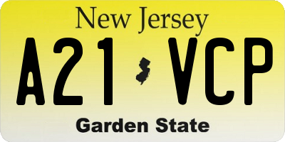 NJ license plate A21VCP