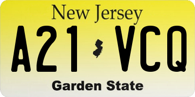 NJ license plate A21VCQ