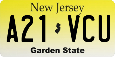NJ license plate A21VCU