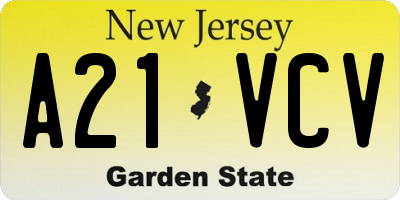 NJ license plate A21VCV
