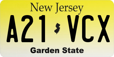 NJ license plate A21VCX