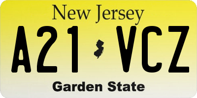 NJ license plate A21VCZ