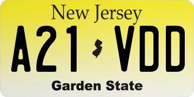 NJ license plate A21VDD