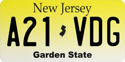 NJ license plate A21VDG