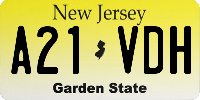 NJ license plate A21VDH