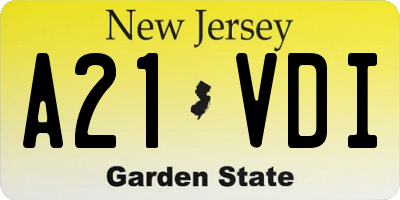 NJ license plate A21VDI