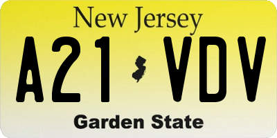 NJ license plate A21VDV