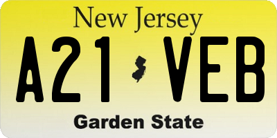 NJ license plate A21VEB